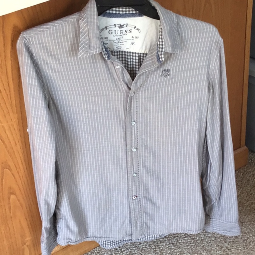 Guess Gray Casual Button Down Shirt